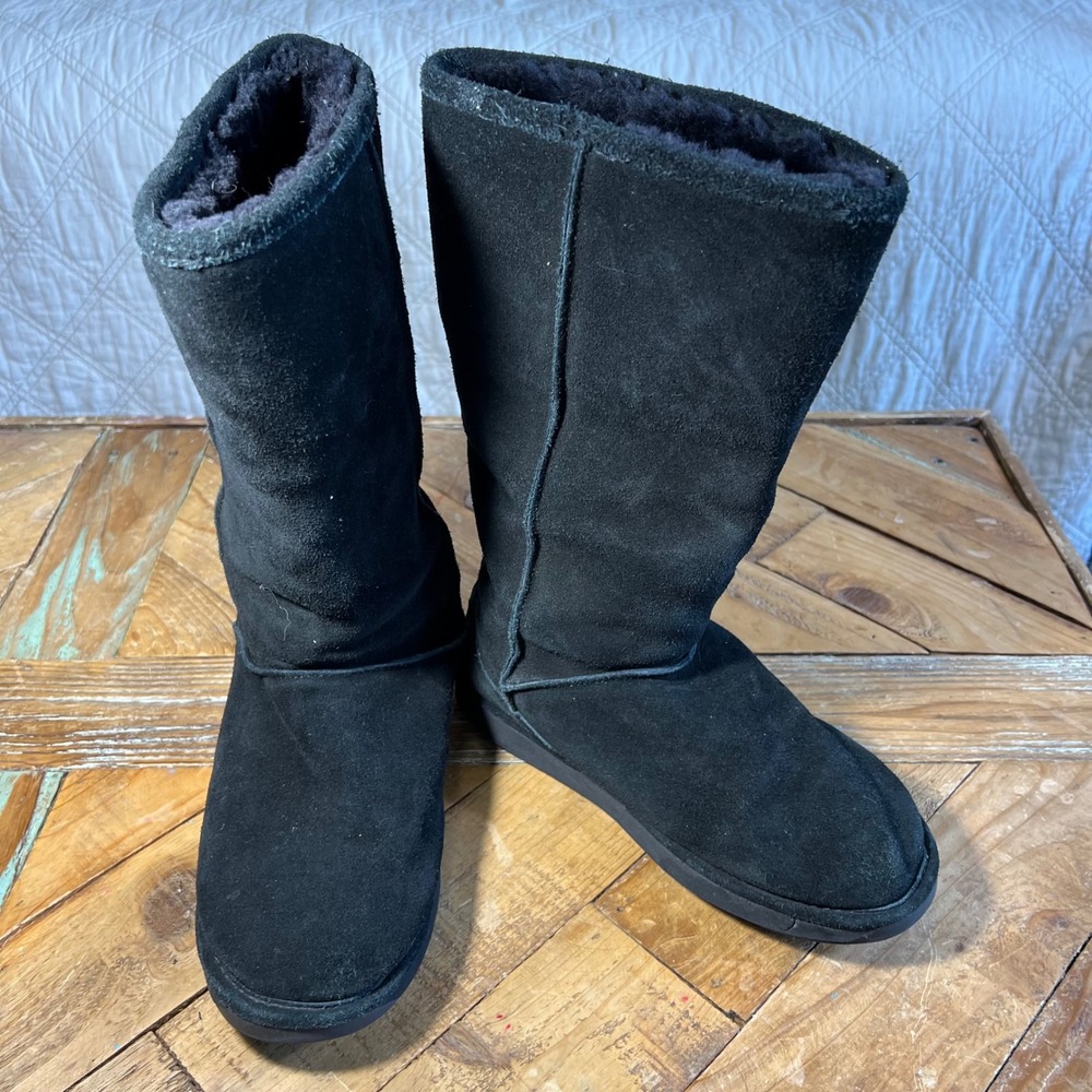 ALDO Black Suede Tall Winter Boots Women's Size 38 (7.5-8) Warm Cozy‎ Fur Lined